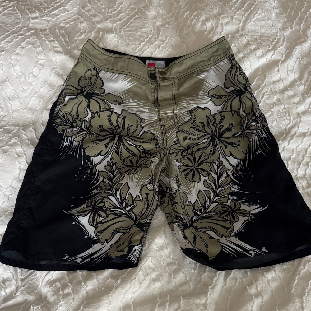 Mossimo Supply Co. Black and Tan Floral Hybrid Shorts